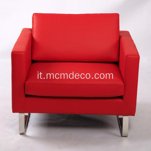 Sedia di divano in pelle vera rossa